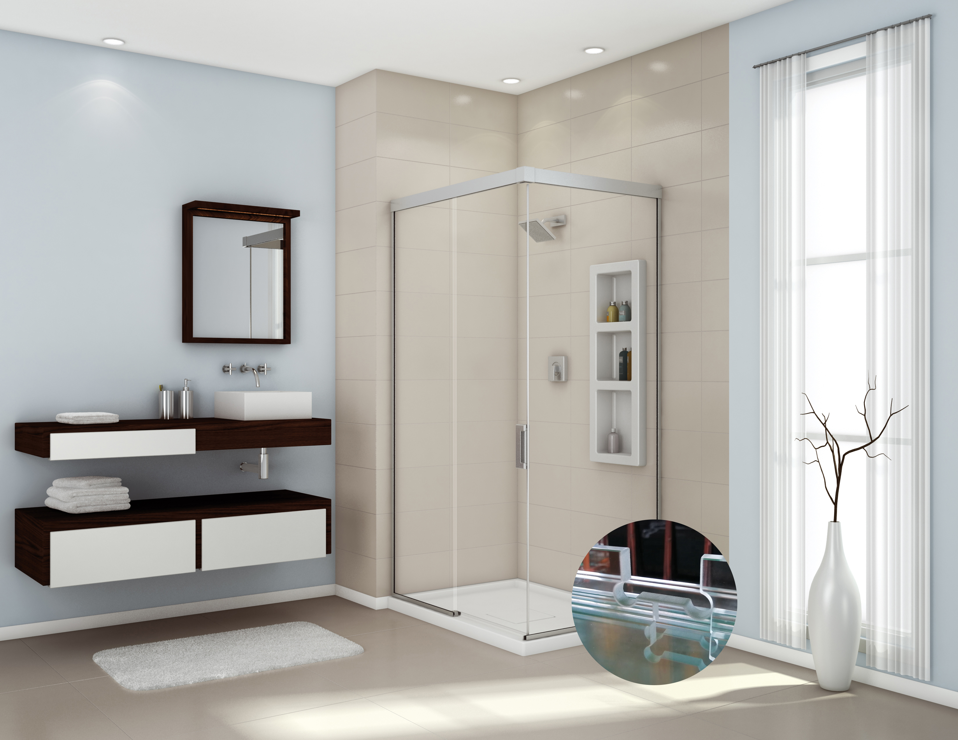 LUCK Hot sale bathroom shower cabin prefab tempered glass sliding