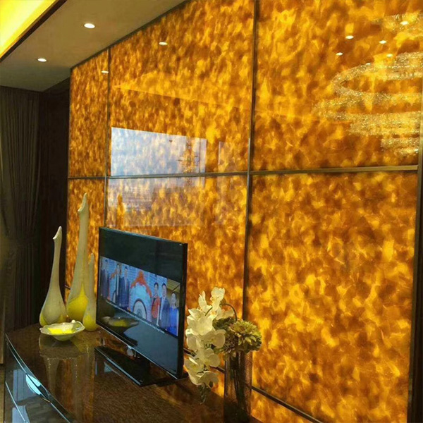 Jade Glass Hotel Screen Transparent Background Wall Cladding for interior home decoration 